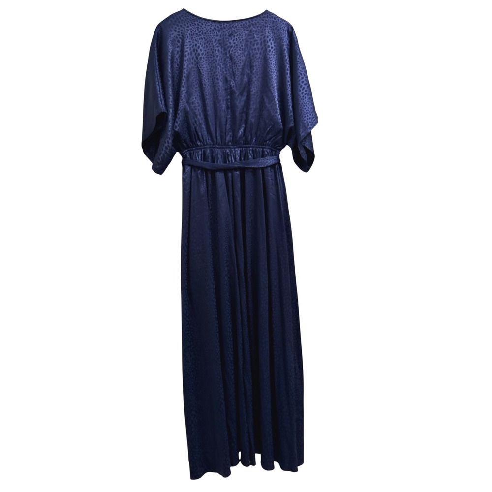 Baltic Born Savannah Print Kimono Maxi Dress N avy Blue Size Large True Wrap - Picture 3 of 9